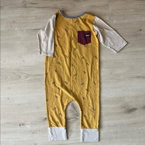 Kids Rags Romper Yellow with paper airplanes